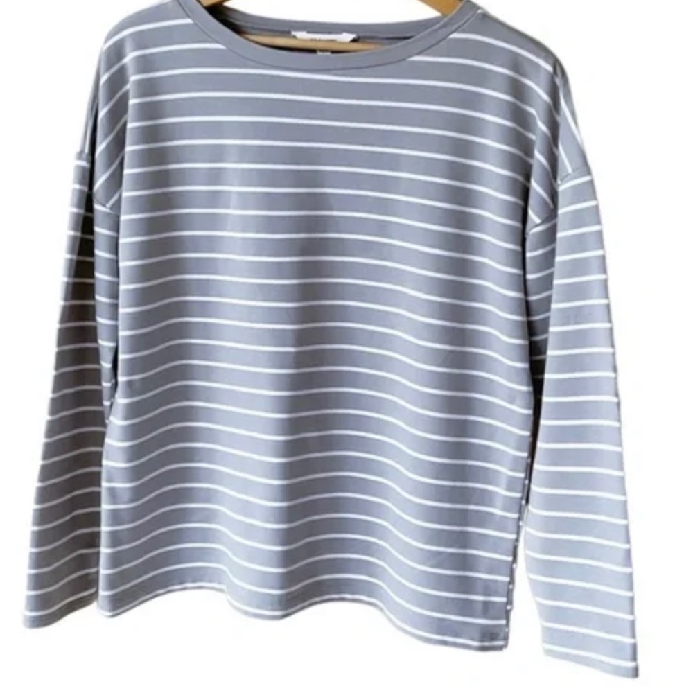 STEVE Madden BB Dakota Grey/ White Breton Style Striped Ladies Top.